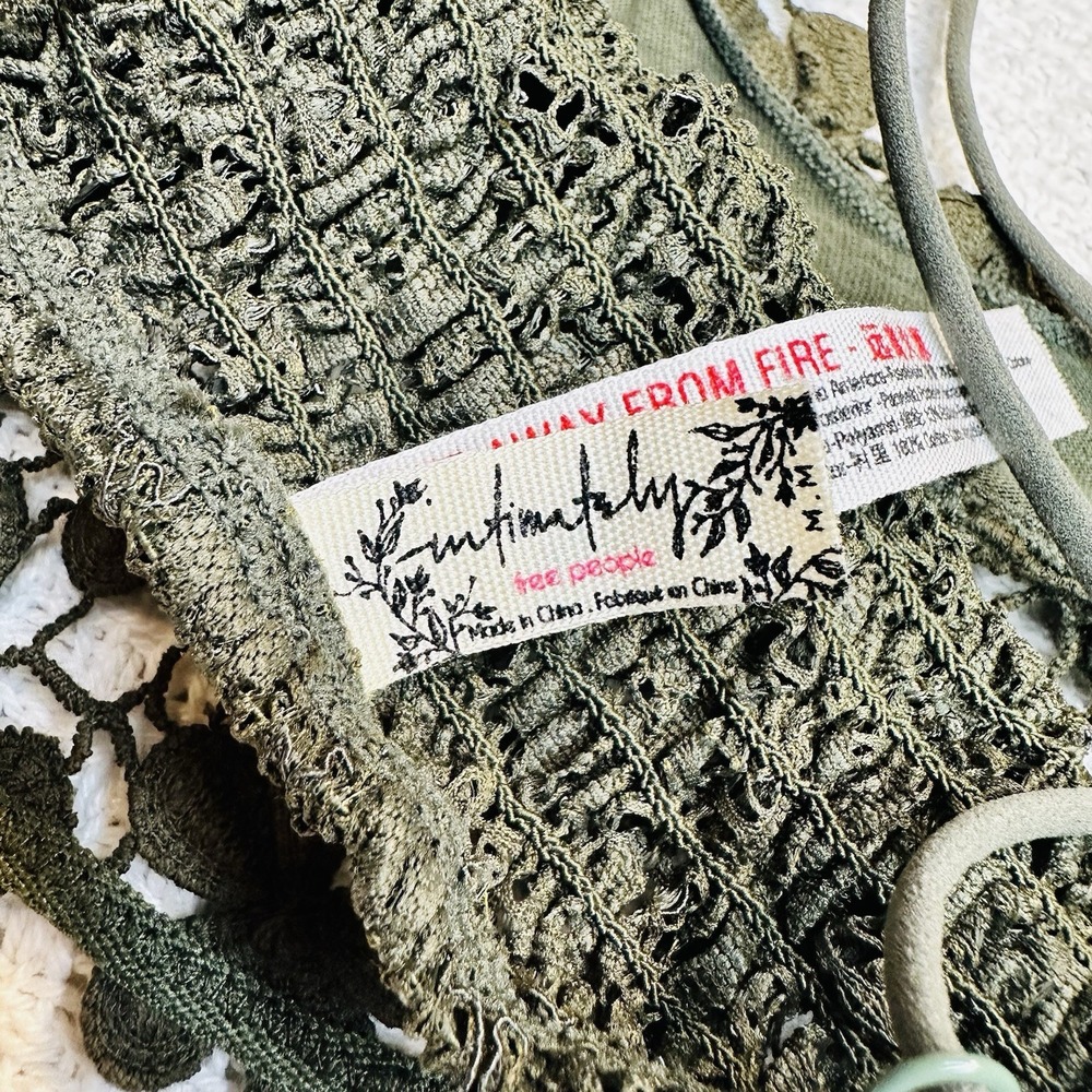 Free People Adella Crochet Lace Bralette Bundle Olive Green Mustard Yellow - M - Picture 13 of 14